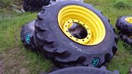Used Tractor Tire; 12 Ply; ON JD 12H Waffle Wheel, NO Brand, Used